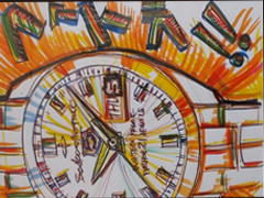 諏訪を描く展に出品。<br />
人の手を集めてこそ<br />
物が生み出せる時代<br />
の象徴として描きま<br />
した。